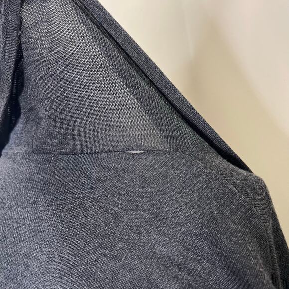 Cache Cardigan LARGE Waterfall Open Front Knit Rayon Blouson Sleeve Charcoal - Picture 10 of 10